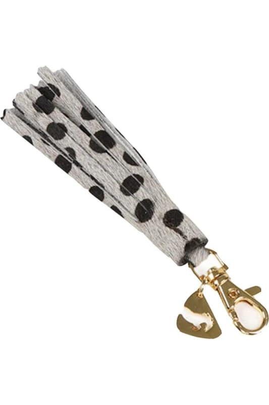Aubrion Aubrion Spotted Cow Hair Leather Keyring in Grey Grey One Size Unisex 5059699466487