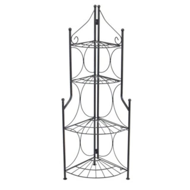 Oypla 4 Tier Foldable Metal Flower Plant Stand Display Shelf Black