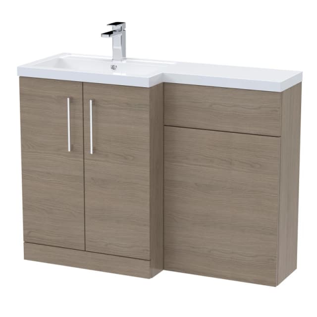 Balterley Vanity Basin and WC Unit Left Hand Solace Oak 1100mm x 390mm Brown