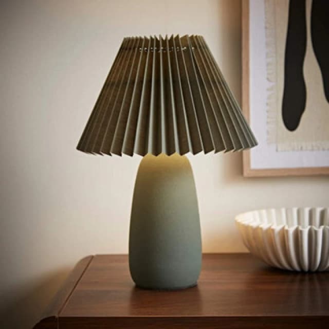 ValueLights ValueLights Taggie Dark Green Ceramic Table Lamp with Origami Lamp Shade Dark Green One Size Unisex 5016529273455