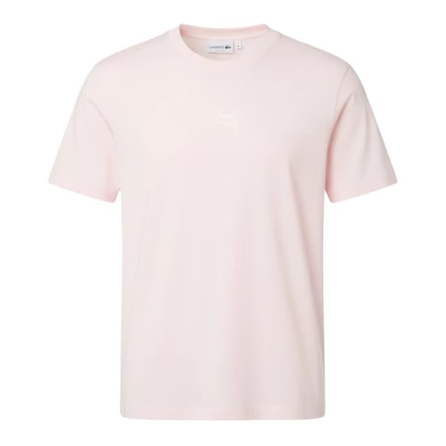 Lacoste Signature Print Cotton T-Shirt Pink male XS