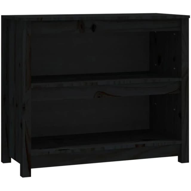 Vidaxl Book Cabinet Black 80X35X68cm Solid Wood Pine, Black 821678