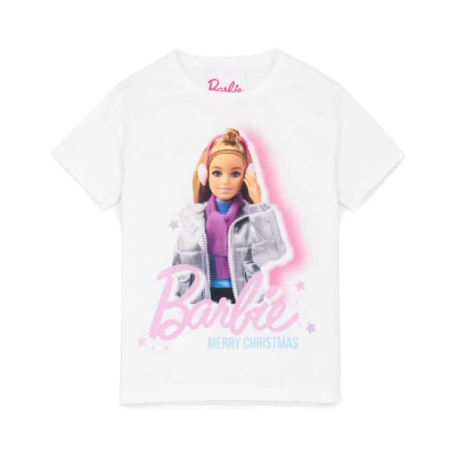 (13-14 Years) Barbie Short Sleeved T-Shirt (Girls White)