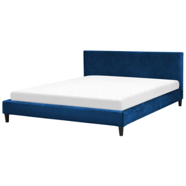 Beliani Bed Velvet Fitou 180 X 200 Cm (Eu Super King) Dark Blue