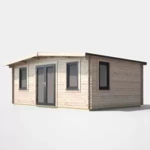 Power 14' x 18' Chalet Log Cabin - Centre Double Door