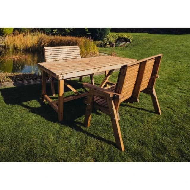 Churnet Valley Garden Furniture Ltd Valley Set 2X2B Table - L99 x W113 x H95cm - Min. Assembly Required in Brown Brown Unisex