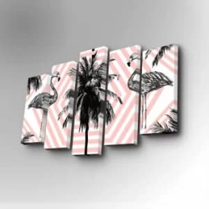 5PUC-071 Multicolor Decorative Canvas Painting (5 Pieces)