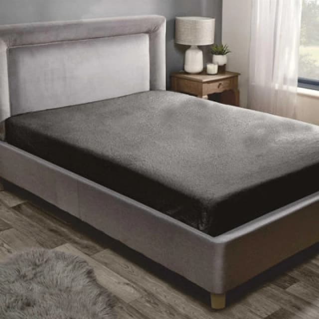 Kampala Hill Teddy Fleece Fitted Sheet Sherpa Bed Sheets Charcoal
