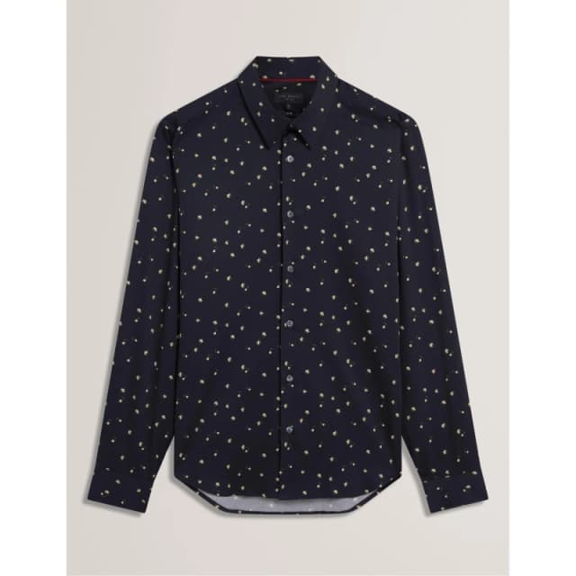 Ted Baker Mens Long Sleeve Floral Patterned Shirt Navy male S (2)