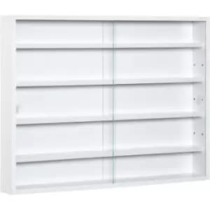 5-Tier Wall Display Shelf Unit Cabinet w/ Shelves Glass Doors White - Homcom