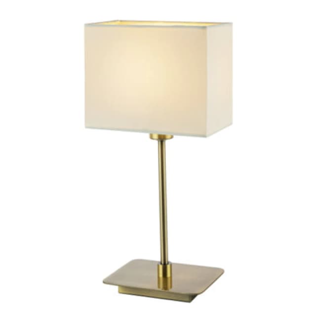 Happy Homewares Contemporary Antique Brass Bedside Table Lamp With White Cotton Fabric Shade