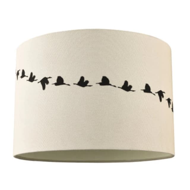 Happy Homewares Flying Swans Lamp Shade In Light Cream Linen Fabric With Cotton Inner
