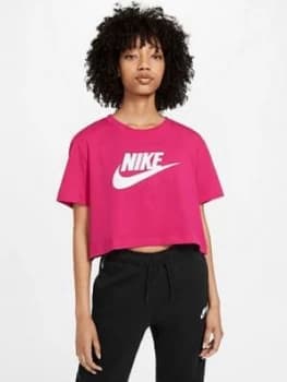 Nike NSW Essential Crop T-Shirt - Pink, Size L, Women