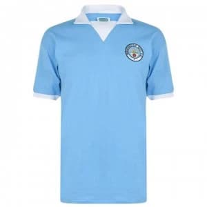 Score Draw Manchester City 1976 Retro Football Jersey Mens - Sky