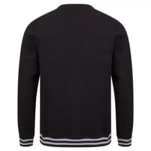 Front Row Unisex Adults Striped Cuff Sweatshirt (XS) (Black/Heather Grey)