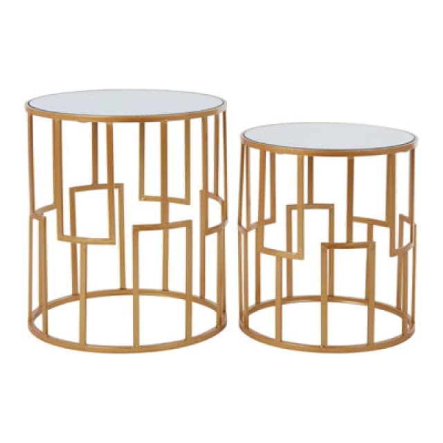 Orsina Set Of 2 Round Side Tables,home Decor Accent Tables For Settee,small Tables,gold Framed Decorative Tables