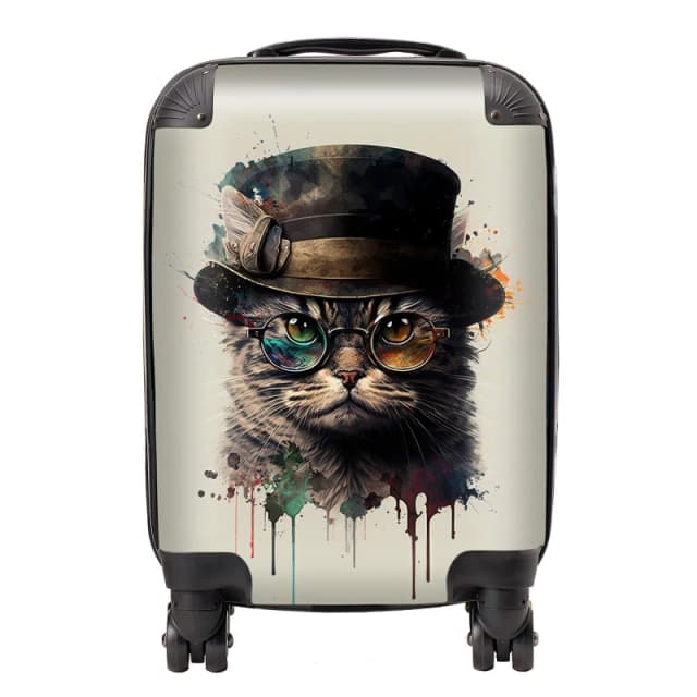 Warren Reed - Designer Cat & Hat Splashart Suitcase Size: Large Multicolor Unisex Large