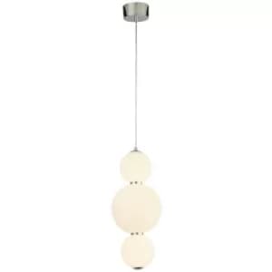 Searchlight Snowball 3 Light Pendant, Chrome With Opal Glass Shade