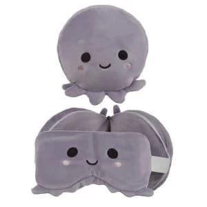 Relaxeazzz Plush Cutiemals Octopus Round Travel Pillow & Eye Mask