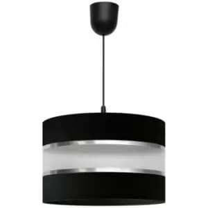 Helam Lighting - Helam Helen Cylindrical Pendant Ceiling Light Black, Silver 35cm