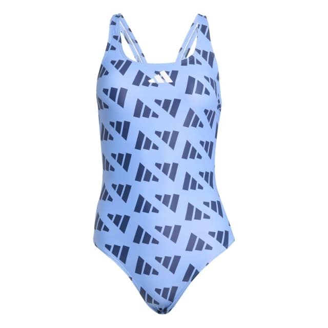 adidas Logo Graphic V-Back Swimsuit Blue Fusison female 8 (XS)
