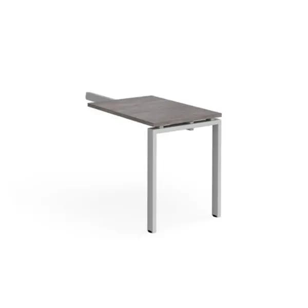 Adapt Adapt add on unit single return desk 800mm x 600mm - silver frame, grey oak top ER86-AB-S-GO