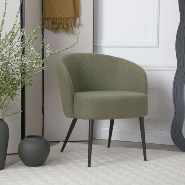 Home Garden Direct Comodo Armchair in Teddy Fleece Fabric Single Chair Boucle in Green Green Unisex