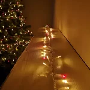 1000 LED 25m Premier TreeBrights Indoor Outdoor Christmas Multi Function Mains Operated String Lights with Timer & Clear Cable in Red & Vintage Gold