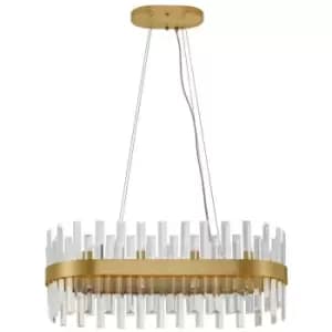 Netlighting Merano Kimberley 10 Light Pendant Ceiling Light Satin Gold Metal, Cl