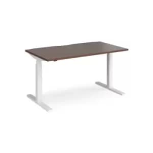 Height Adjustable Desk Rectangular Desk 1400mm Walnut Tops With White Frames 800mm Depth Elev8 Touch