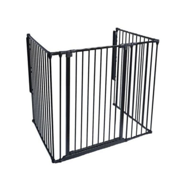 Safetots Extra Tall Multi Panel Fire Surround, 51Cm Deep X 118Cm Wide, Black, 105Cm High, Baby And Toddler Fire Guard