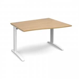 TR10 Right Hand Wave Desk 1200mm - White Frame Oak Top