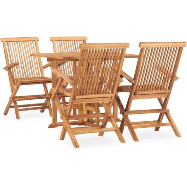 VIDAXL 5 Piece Folding Outdoor Dining Set Solid Teak Wood Vidaxl 8720286223932