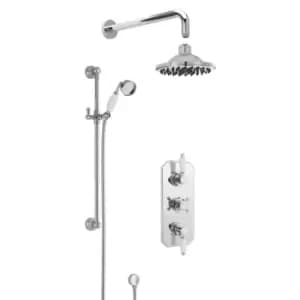 Nuie Concealed Thermostatic Triple Valve, Slide Rail Kit & Head Chrome