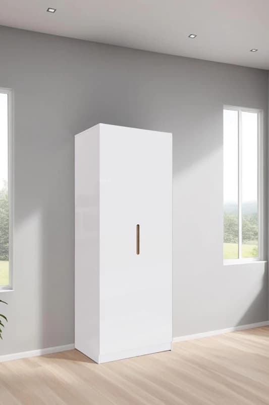 FWStyle FWStyle Gloss White 2 Door Double Wardrobe Fast Click Assembly White One Size Unisex 5056413124869