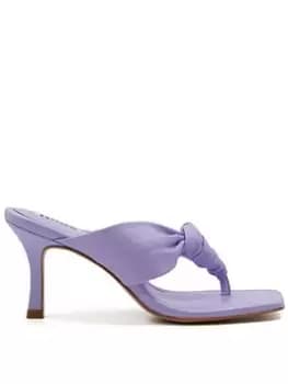 Dune London Mykonos Leather Padded Toe Post Heeled Sandal, Lilac, Size 37, Women