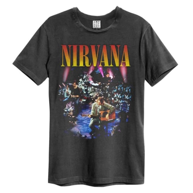 Amplified Amplified Men Live In New York Nirvana T-Shirt in Charcoal Size: Small Charcoal S Male 5063470408818