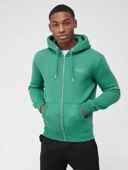 Superdry Vintage Logo Emb Zip Hood - Green Size M Men