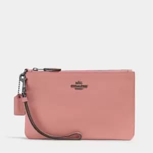 Coach Womens Polished Pebble Small Wristlet - Carnation