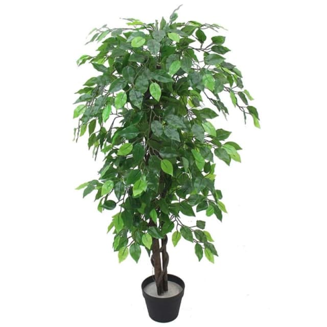 Leaf Artificial Ficus Tree Plant Green Extra Large Bushy Ficus 120cm 4ft Realistic Botanik Green