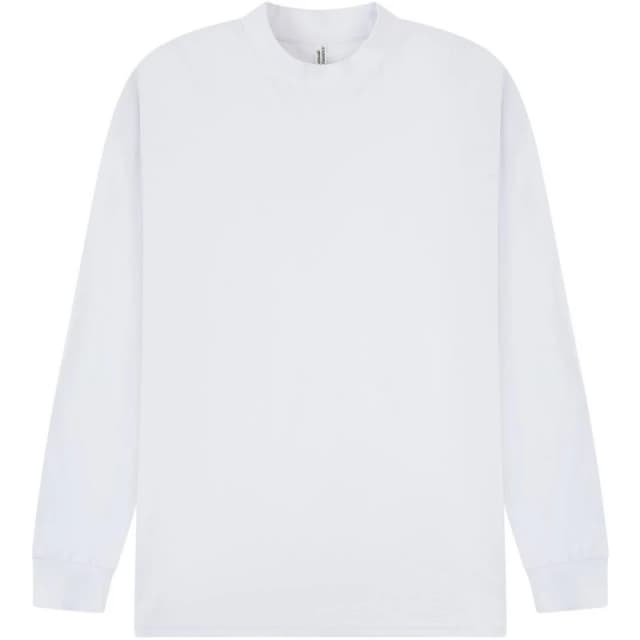 Casual Classics Mens Combed Ringspun Cotton Extended Neckline Oversized Long-Sleeved T-Shirt in White Size: XS White Male XS