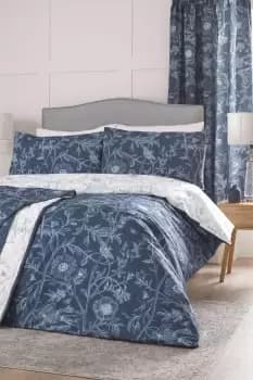 'Lorie' Fine Illustrated Floral Print Duvet Cover Set