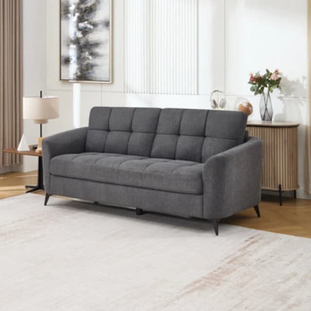 More4Homes Solna 3 Seater Scandi Style Fabric Living Room Sofa (Charcoal)