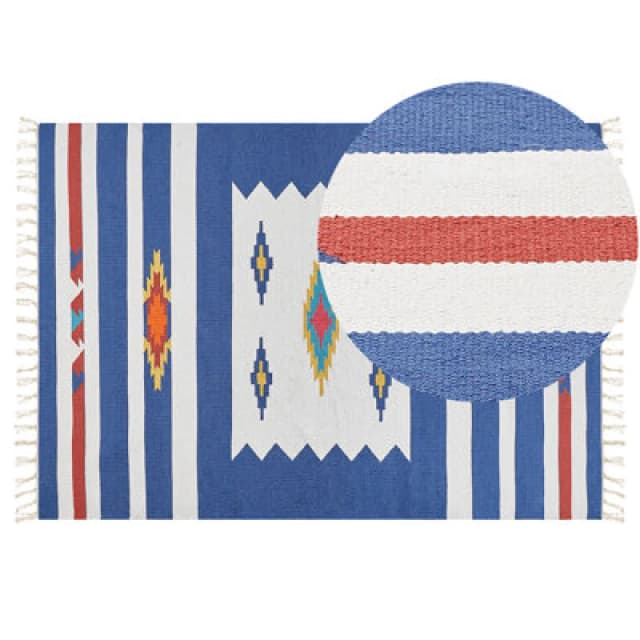 Beliani Rug Varser Multicolour 140 X 200 Cm Cotton Kilim