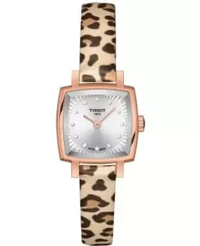 Tissot T-Lady Lovely Square Silver Dial Leather Strap Womens Watch T058.109.37.036.00 T058.109.37.036.00