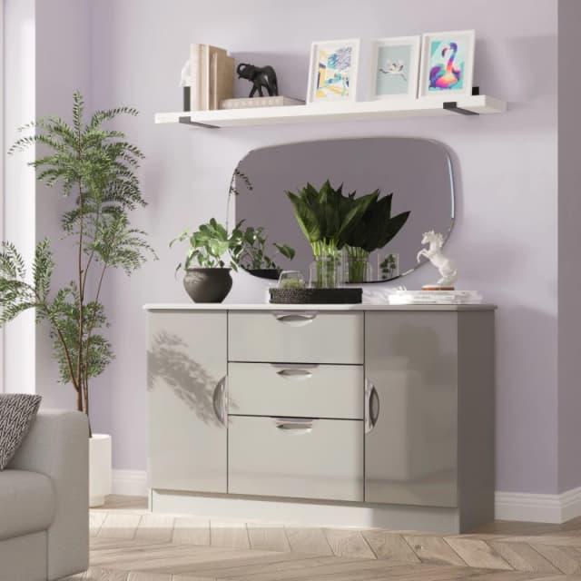 Swift Alva Ready Assembled 2 Door 3 Drawer Sideboard Grey Gloss WPZHI Unisex