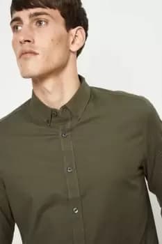 Mens Regular Fit Khaki Long Sleeve Oxford Shirt