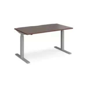 Height Adjustable Desk Rectangular Desk 1400mm Walnut Tops With Silver Frames 800mm Depth Elev8 Touch