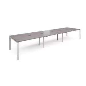 Adapt triple back to back desks 4800mm x 1200mm - white frame and grey