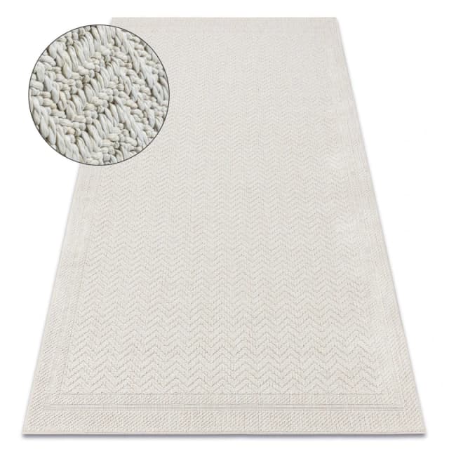 RugsX Carpet Origi 3739 Cream - Frame, Herringbone Flat-Woven Sisal String 78X150 Cm